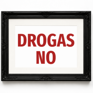 DROGAS NO – Ibiza 90s Warning Signs Print | A3 Landscape | Premium Fresco Gesso 300gsm