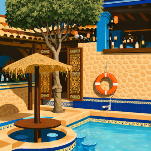 PIKES POOLSIDE BAR – Ibiza Icon Print | A3 Portrait | Limited Edition 1 of 100 | Premium Fresco Gesso 300gsm