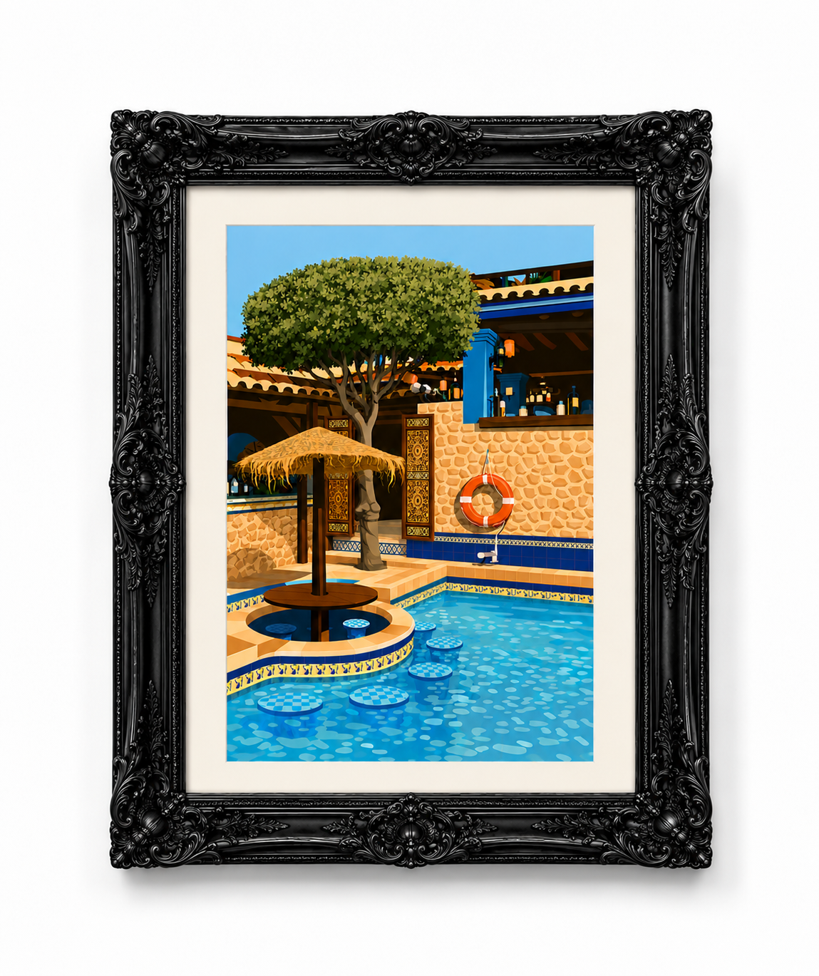 PIKES POOLSIDE BAR – Ibiza Icon Print | A3 Portrait | Limited Edition 1 of 100 | Premium Fresco Gesso 300gsm - Image 2